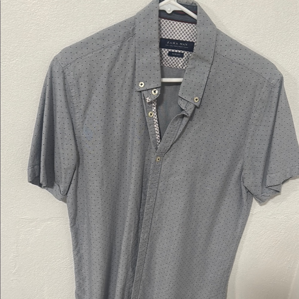 Zara Gray Casual Button Down Shirt